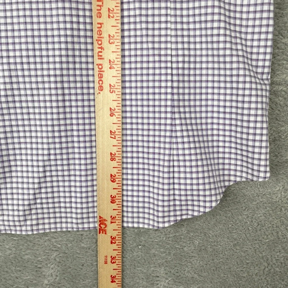 Banana Republic Button Down Shirt Mens Large Purple White Check Non-Iron Slim